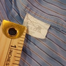 Calvin Klein Size 17 1/2 Striped Men's Long Sleeve Button Up Shirt Cotton Blue image 2