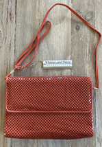 Vintage Whiting &amp; Davis Orange Woven Metal Mesh Crossbody Shoulder Bag 8... - $59.00