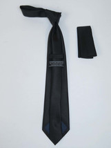 Men's Woven Tie Hankie Set J.Valintin Private Collection R74 Black Shadow Stripe image 2