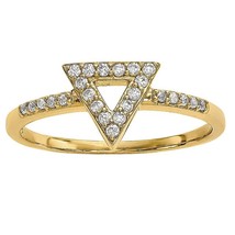 0.14CT Diamante Natural Triángulo Anillo de Compromiso 14K Amarillo Oro Plata - £198.83 GBP