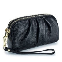 Genuine Leather Women Wallet Big Capacity Zipper Closure Lady Clutch Bag... - £34.47 GBP
