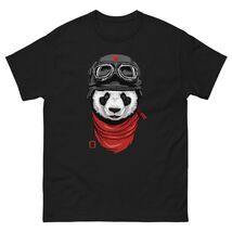 Panda Pilot black Tshirt t-shirt  tee - $14.85+