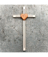 Light Wooden Wall Cross with Heart,Religious Catholic Christian Gifts, C... - $46.06 CAD
