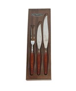 Vtg Regent Sheffield England Wood Handle 3 pc. Carving Set BBQ Barbeque ... - $22.76