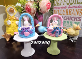Easter Gingerbread Whimsical Bunny Rabbits In Basket Chicks Figurine Tie... - $21.99