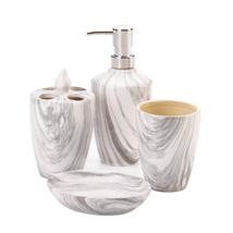 MARBLE PRINTED Grey Bath Accessory Set Porcelain Toothbrush Holder Dispenser  - £24.35 GBP