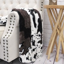 Home Soft Things Cow Print Blanket Throws Animal Black White Brown, 50&quot; X 60&quot;. - £25.57 GBP