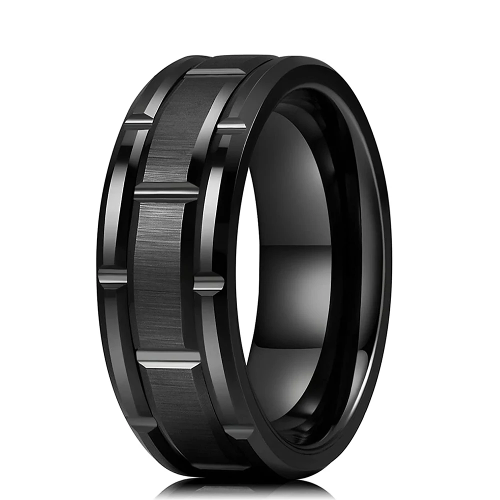 Sporting Fashion 8mm Double Groove Beveled Edge Tungsten Wedding Rings For Men B - £23.90 GBP