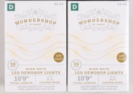 2X Wondershop Dewdrop String LED Lights 30 ct Warm White Copper Wire 10&#39;9&quot; New - £7.95 GBP
