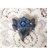 Blue Rhinestone Dress/Fur/Scarf Clip - One Missing Stone Needs to be Rep... - £19.63 GBP