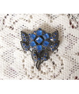 Blue Rhinestone Dress/Fur/Scarf Clip - One Missing Stone Needs to be Rep... - $24.99