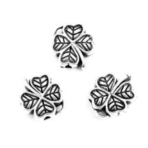 20 Antiqued Silver 12mm Celtic Lucky Four Leaf Clover Spacer Beads Charms - £4.65 GBP