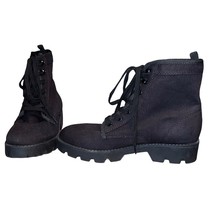 Marc Fisher Fayth Black Canvas Fabric Combat Hiker Lace Up Boots Sz 10 W... - $239.86 MXN