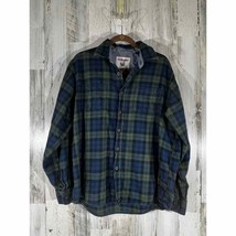 Wrangler Mens Flannel Shirt Size Large Blue Green Plaid - £10.89 GBP