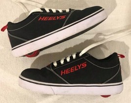 Heelys Mens Size 9 Launch Pro 20 Black W/Red Canvas Wheel Shoes Sneakers - $39.59