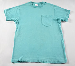 Vintage 90s JCPenney Teal Cotton Pocket T-Shirt Single Stitch Sz M Royal... - $24.74