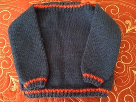 Hand Knitted Navy Blue Girls Top 9-12 Months - £11.86 GBP