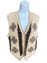 Christopher &amp; Banks Sleeveless Button Front Embroidered Sweater Vest Size M - £15.58 GBP