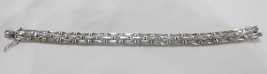 Sterling Silver 925 Panel Link Cubic Zirconia Bracelet - £31.97 GBP