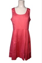 Calvin Klein Fit &amp; Flare Tailored Dress Size 10 Stretch Coral Party Career  - £18.62 GBP