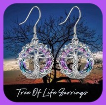 New Exquisite Beauty Celtic Tree of Life Purple Earrings - £6.44 GBP