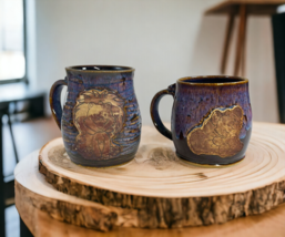 Bowled Over Ceramics Studio Pottery Coffee Cup Lion + Bear Mug Set Gift His Hers - £36.76 GBP