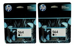 2x Hp 564 Black Ink Cartridge Genuine Oem Sealed Exp 2018 - £14.23 GBP