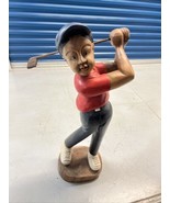 Wooden Golfer With Golf Club Home Decorative Free Standing Statue Manage... - $127.74 CAD