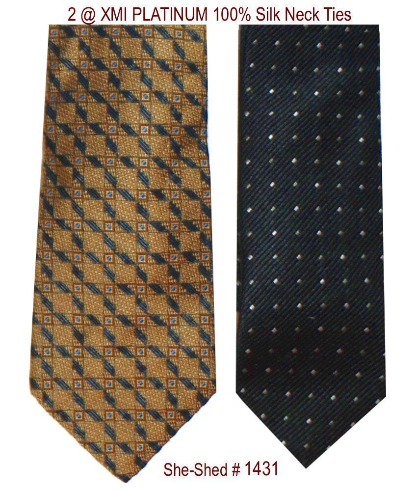 Primary image for Lot of 2 Silk Ties - XMI PLATINUM Men's Ties - 100% Silk Neckties