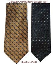 Lot of 2 Silk Ties - XMI PLATINUM Men&#39;s Ties - 100% Silk Neckties - £11.76 GBP