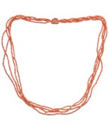 Vintage Angel Skin Coral Carved Flower 4-Strand Necklace - $411.60 CAD