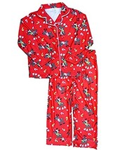 Girl&#39;s Red Holiday Christmas Reindeer and Candy Canes Flannel Pajama Set - $14.99
