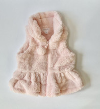 Mud Pie Pink Faux Fur Vest Baby Girl Toddler 12-18m Layering Zip Up Peplum EUC - £11.98 GBP