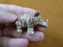 y-rhi-25 little gray RHINO SOAPSTONE gemstone Stone Figurine I love rhin... - $8.59