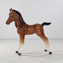 Vintage Lefton Foal Horse Figurine Bay Brown White Porcelain 03941 - £26.30 GBP