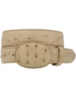 Kids Sand Ostrich Western Belt Dress Pattern Leather Unisex Round Buckle... - €17,36 EUR