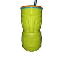 Pre Owned 2014 Cool Gear Tiki Tumbler With Lid &amp; Straw Island Vibe Lime ... - $274.15 MXN