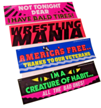 4 Genuine Vintage 80’s Funny Random Assortment Bumper Sticker Humor Made In Usa - £8.72 GBP