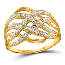 10kt Yellow Gold Womens Round Diamond Woven Fashion Band Ring 1/20 Cttw - £227.80 GBP