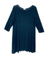 Umgee Womens M Black 3/4 Sleeve Knee Length Pleated Front A Line Comfy D... - $27.39 CAD