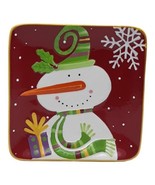 Pier 1 Imports Appetizer Plate Hand Painted Jolly Holiday Snowman Desser... - £6.72 GBP