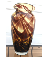 Italian Art Glass Vase Tortoise Shell Brown Swirl Ginger Statement Empol... - £62.81 GBP