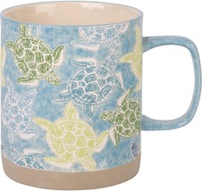18oz Ocean Blue Assorted Color Turtles Mug W-Blue Handle Set of 2 - £30.81 GBP