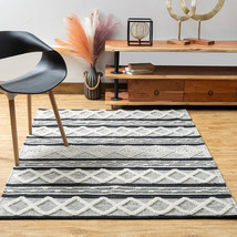 Hand Woven Gray Dhurrie Area Rug – Large Vintage Design, Perfect for Any Room - £103.76 GBP+