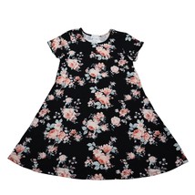 Just Be Dress Womens M Black Floral Print Short Sleeve A Line Shirt Dress - £14.04 GBP