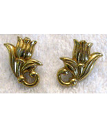 Avon Tulip Flower Pierced Earrings Figural Gold Tone Hypo Allergenic ✿ V... - £13.98 GBP