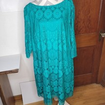 Womans Jessica Howard Lacy Dress GREEN not Teal Elbow Sleeves Size 24W - £19.00 GBP