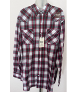 New XXLT Mens Ely Cattleman Western Shirt Long Sleeve Red Plaid Pearl Snap - $47.27 CAD