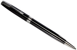 PARKER Sonnet Ballpoint Pen, Black Lacquer with Palladium Trim, Medium P... - £94.96 GBP