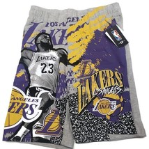 Los Angeles Lakers Athletic Graphic Shorts Mens L Gray Purple Lebron James #23 - £18.22 GBP